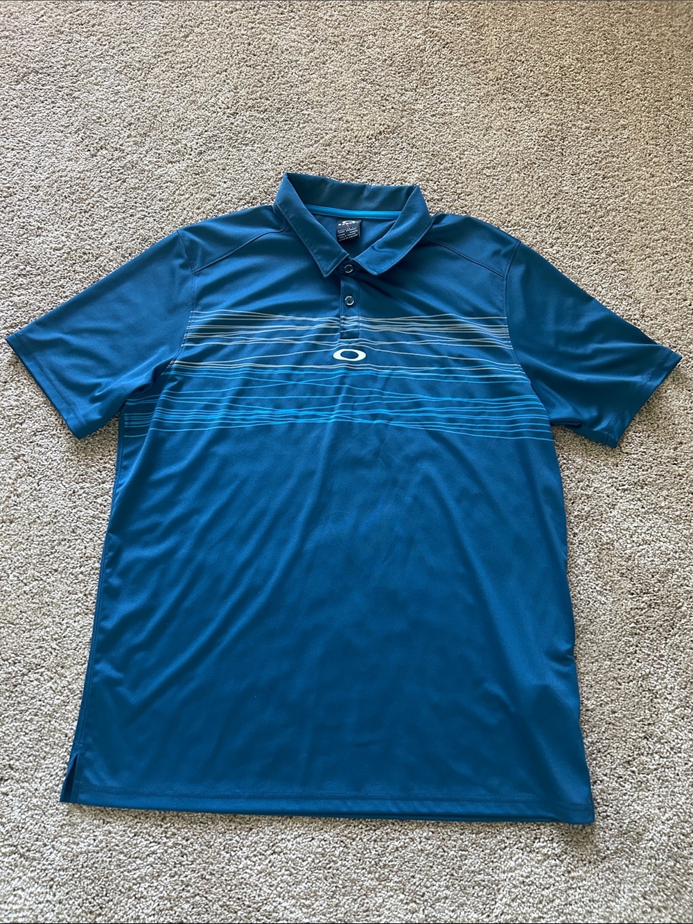 Oakley Men's Blue Stripe Performance Polo